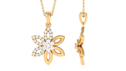 Simple Moissanite Flower Pendant Necklace