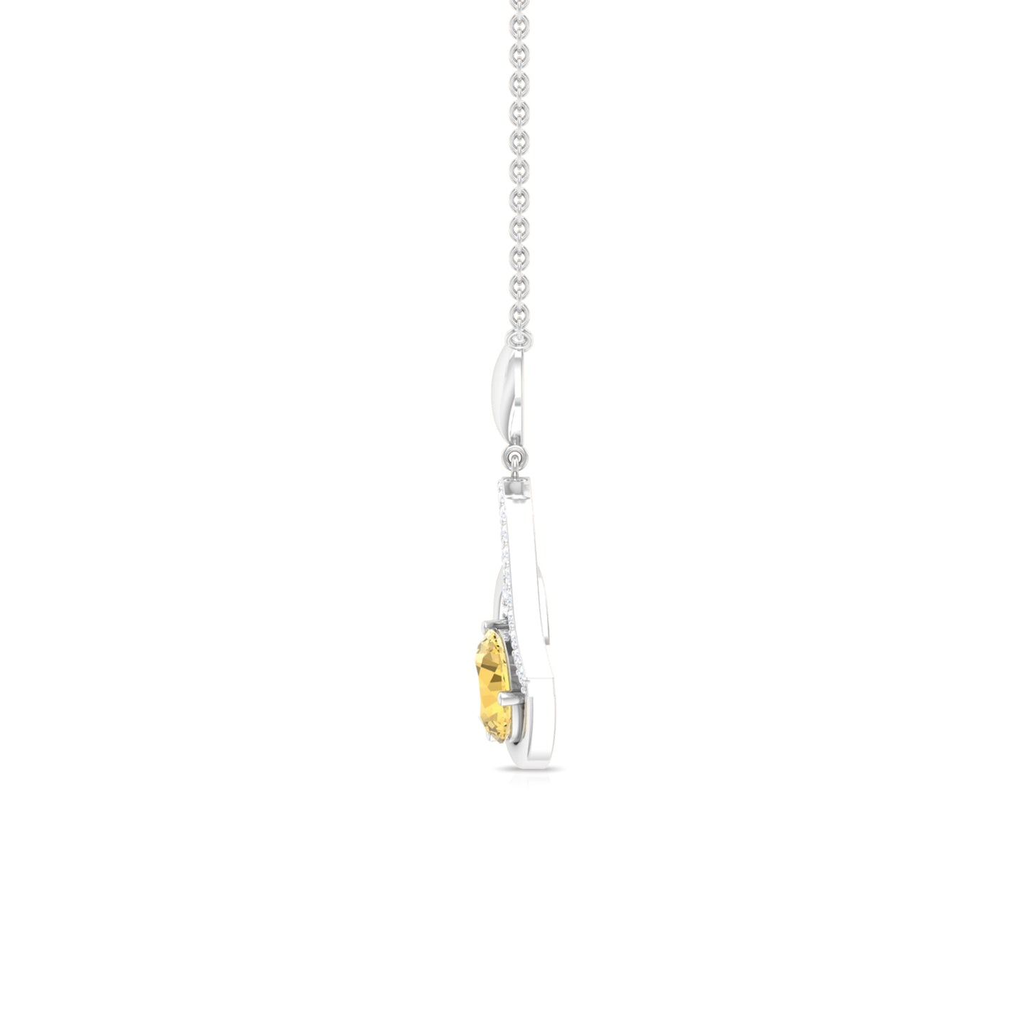 1.2 Carat Citrine and Diamond Heart Drop Pendant