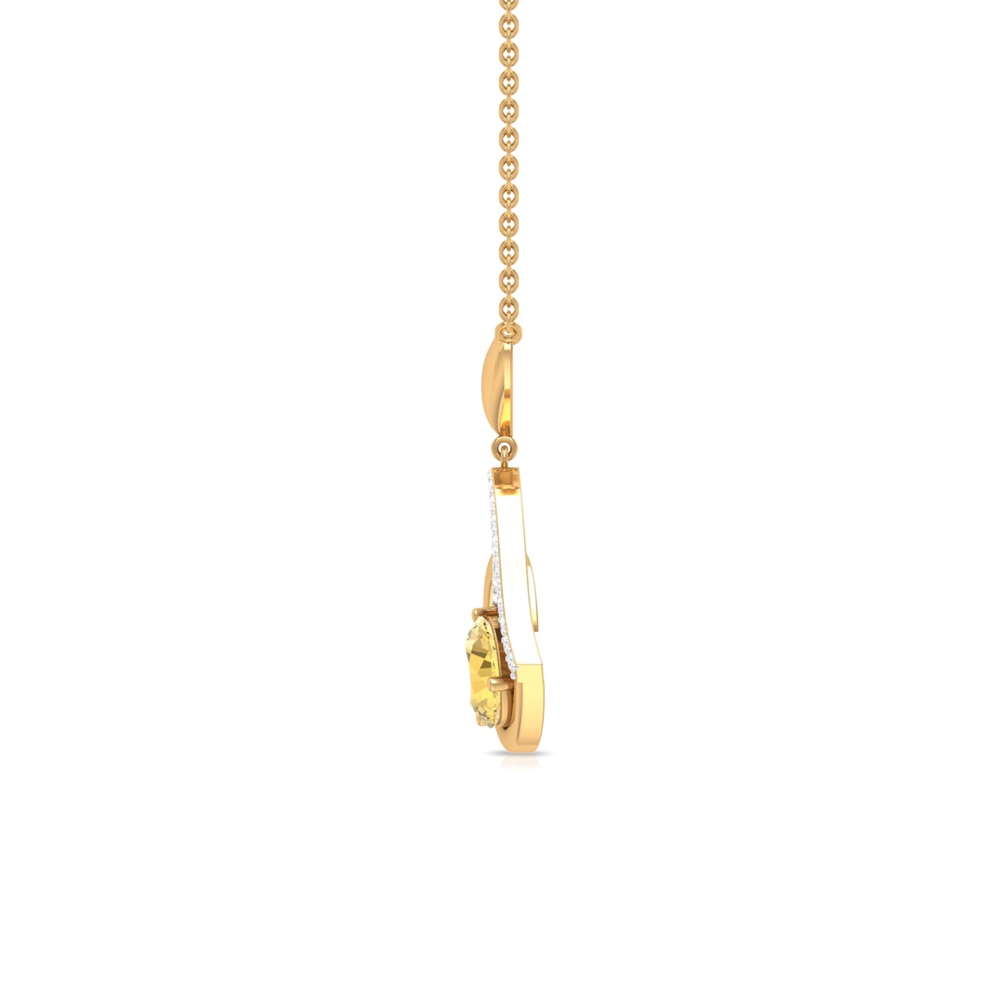 1.2 Carat Citrine and Diamond Heart Drop Pendant