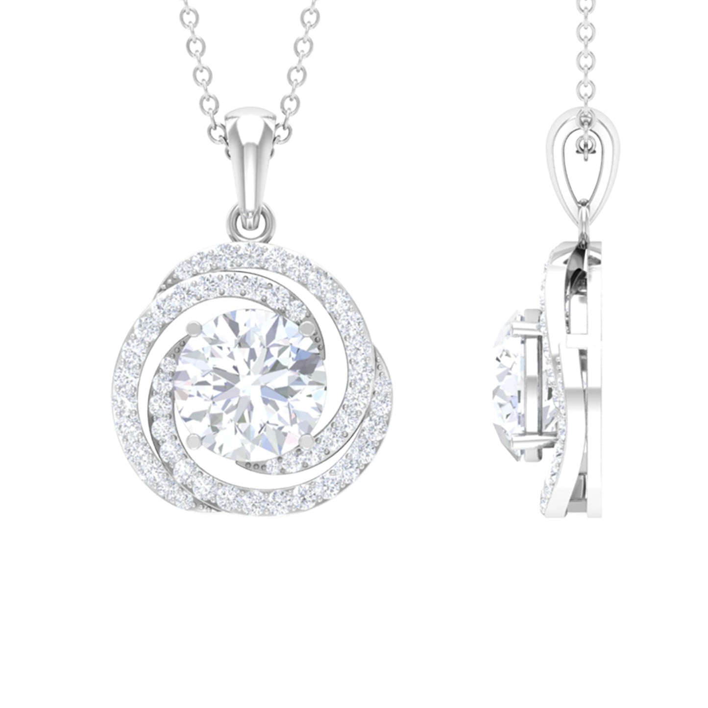 2 CT Certified Moissanite Swirl Pendant Necklace