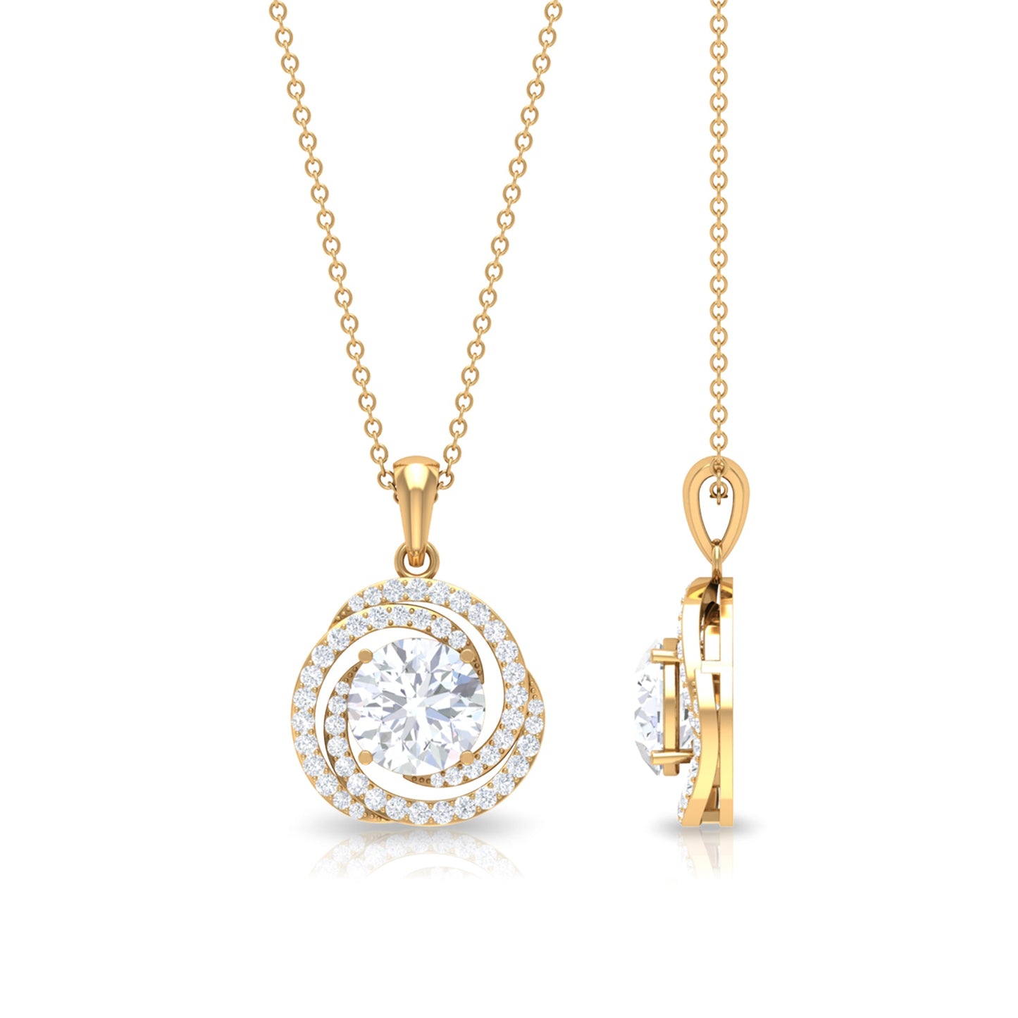 2 CT Certified Moissanite Swirl Pendant Necklace