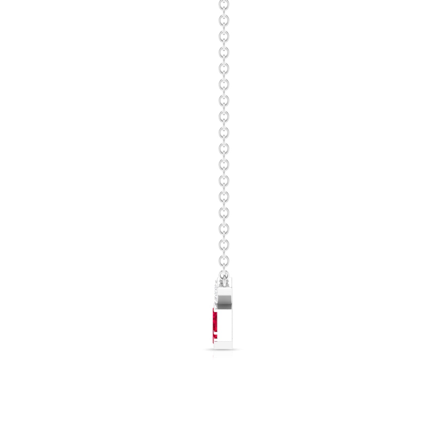 Baguette Cut Ruby Cluster Necklace with Diamond