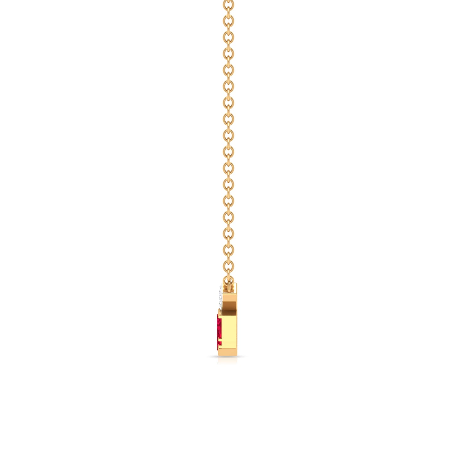 Baguette Cut Ruby Cluster Necklace with Diamond