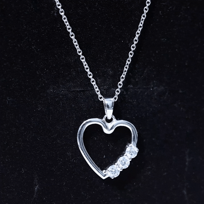Simple Moissanite Open Heart Pendant Necklace