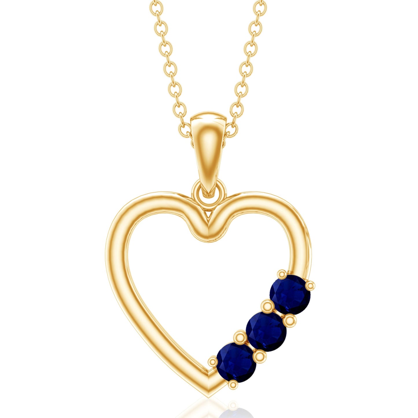 Natural Blue Sapphire Heart Pendant Necklace for Women
