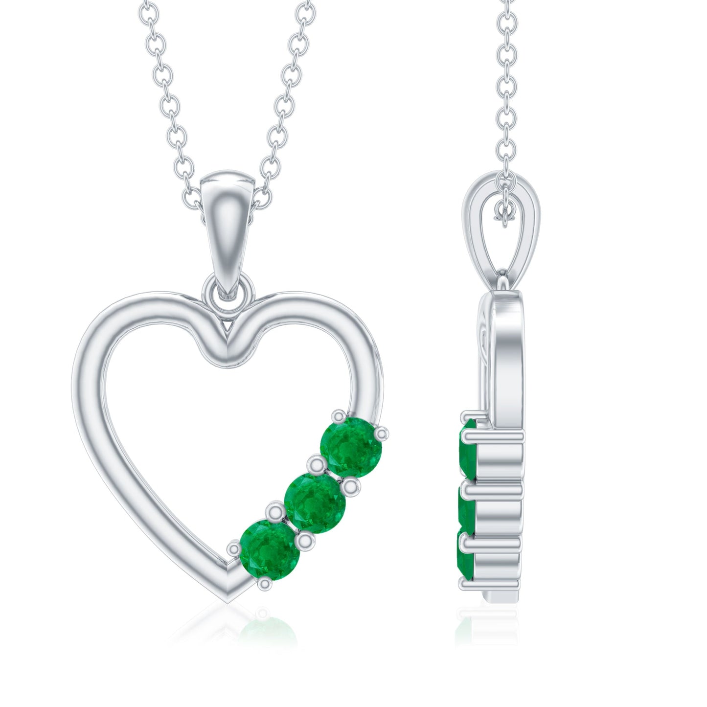 Certified Emerald Heart Promise Necklace