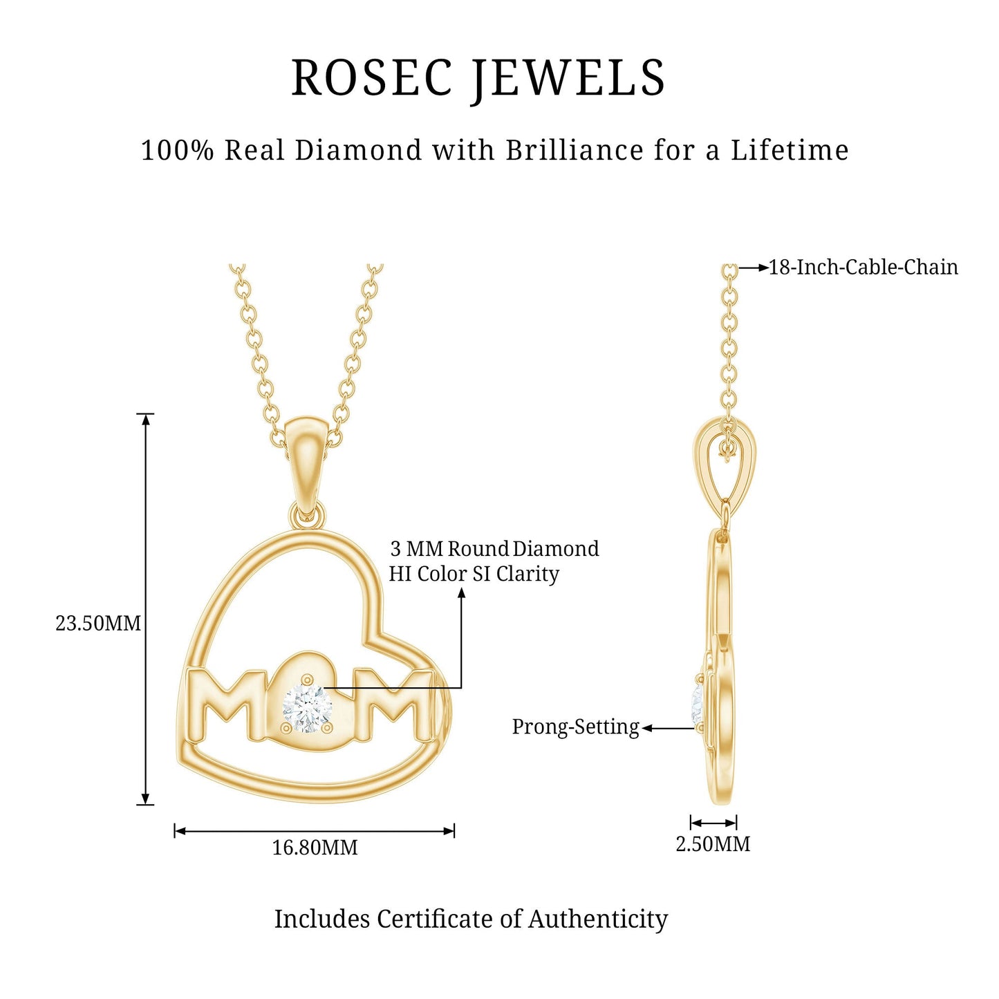 MOM Necklace with Natural Diamond