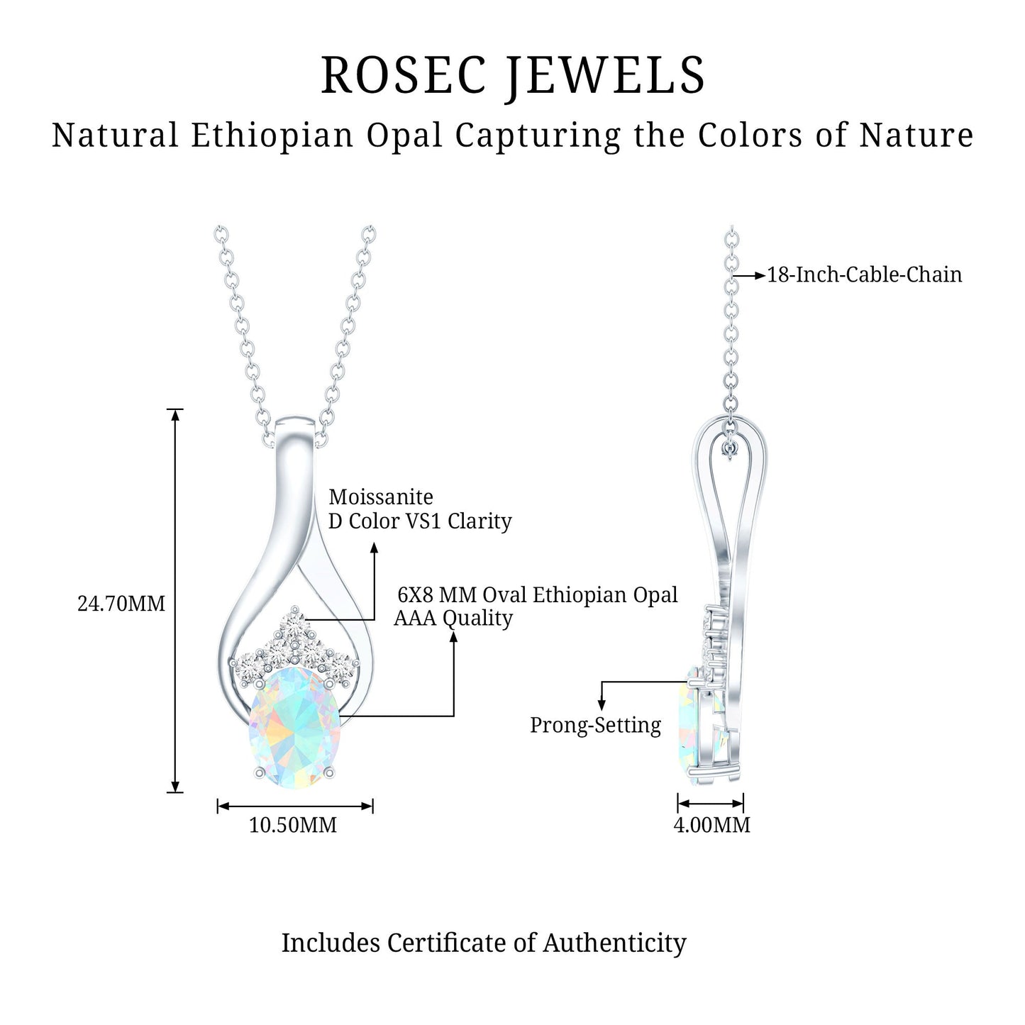 1.2 Carat Oval Ethiopian Opal Teardrop Pendant in Silver