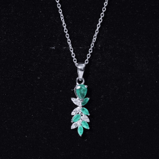 Genuine Emerald and Diamond Designer Bridal Necklace