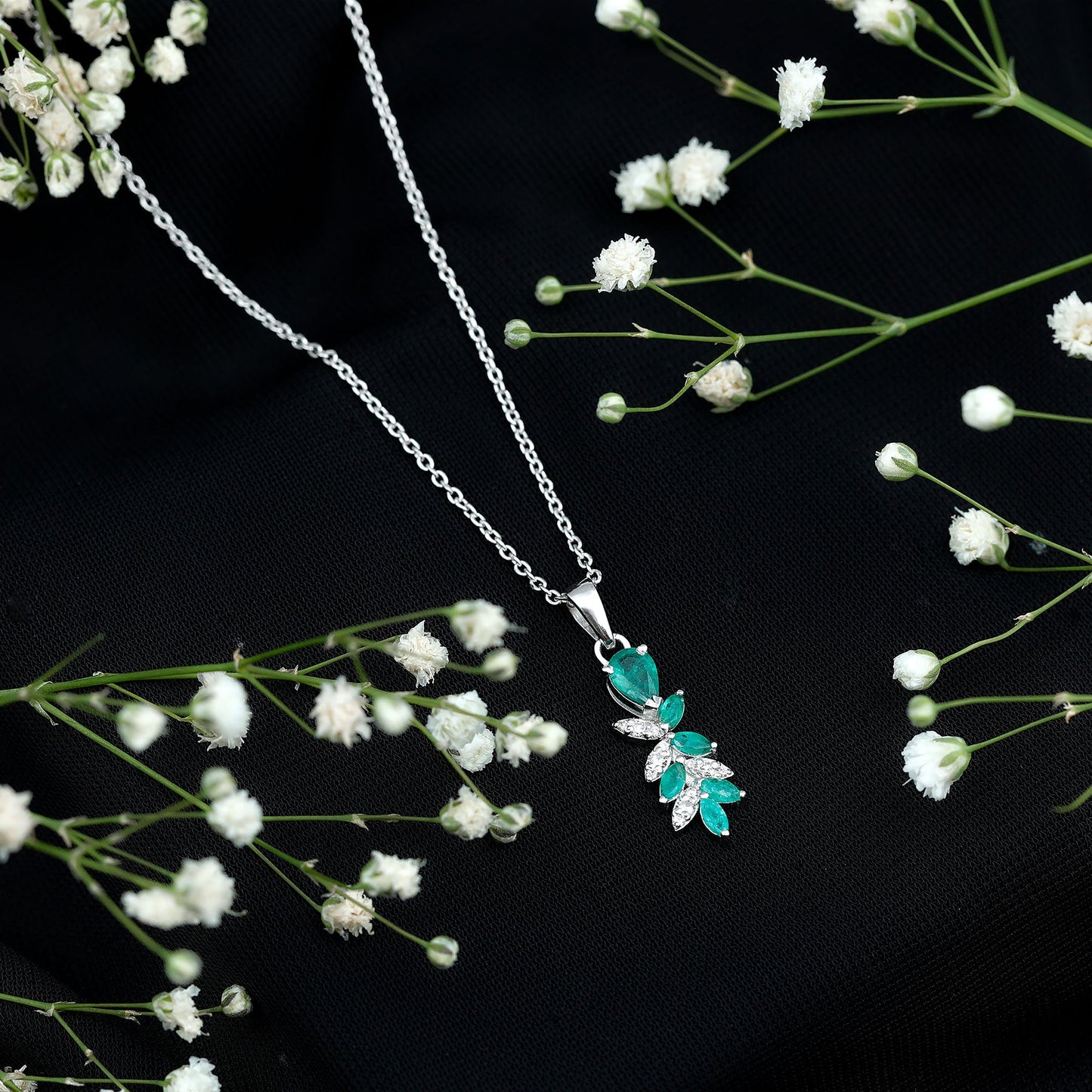 Genuine Emerald and Diamond Designer Bridal Necklace