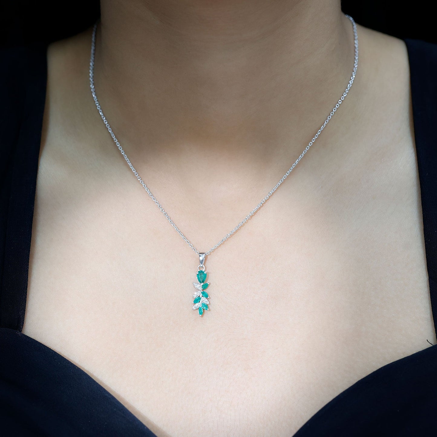 Genuine Emerald and Diamond Designer Bridal Necklace