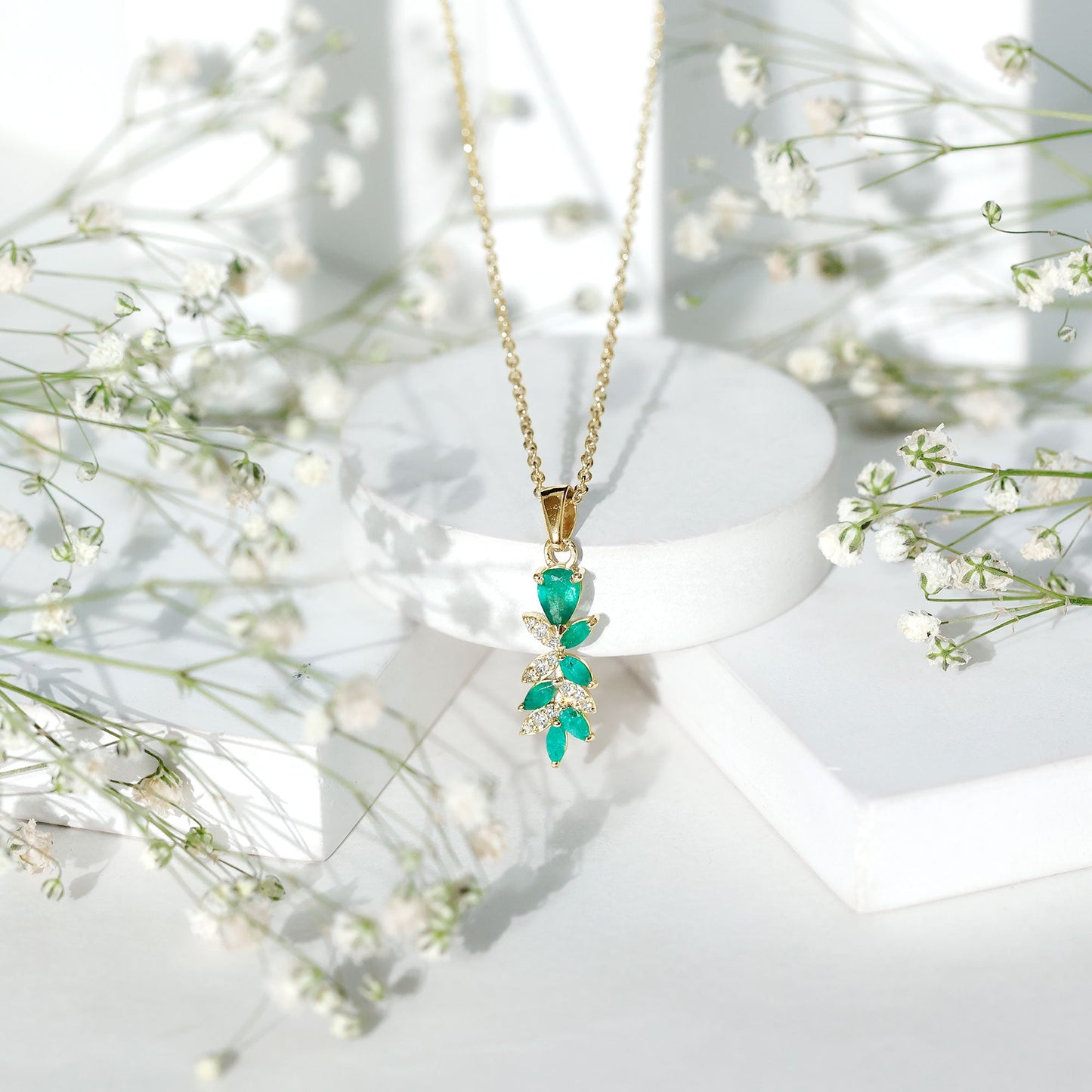 Genuine Emerald and Diamond Designer Bridal Necklace