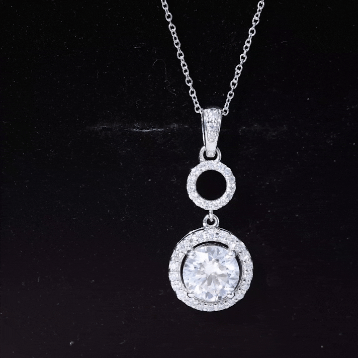 2 Carat Round Moissanite Wedding Dangle Necklace with Halo