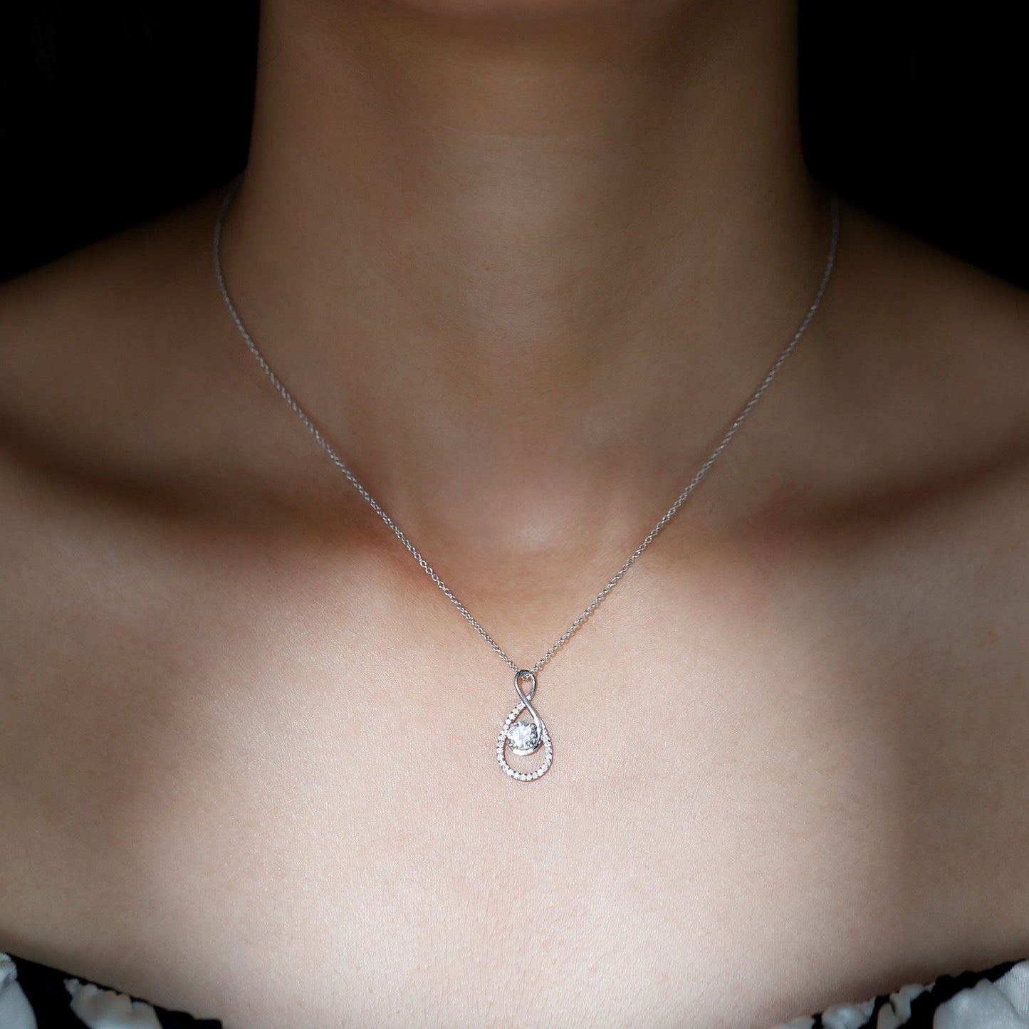 Certified Moissanite Infinity Pendant Necklace for Women