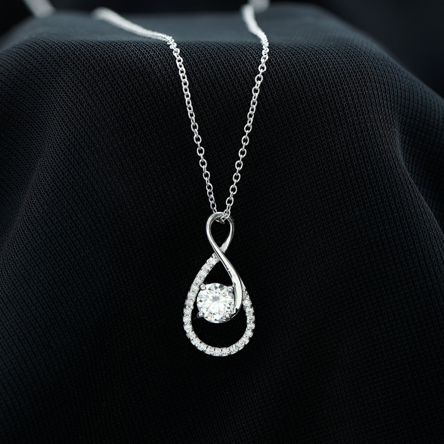 Certified Moissanite Infinity Pendant Necklace for Women