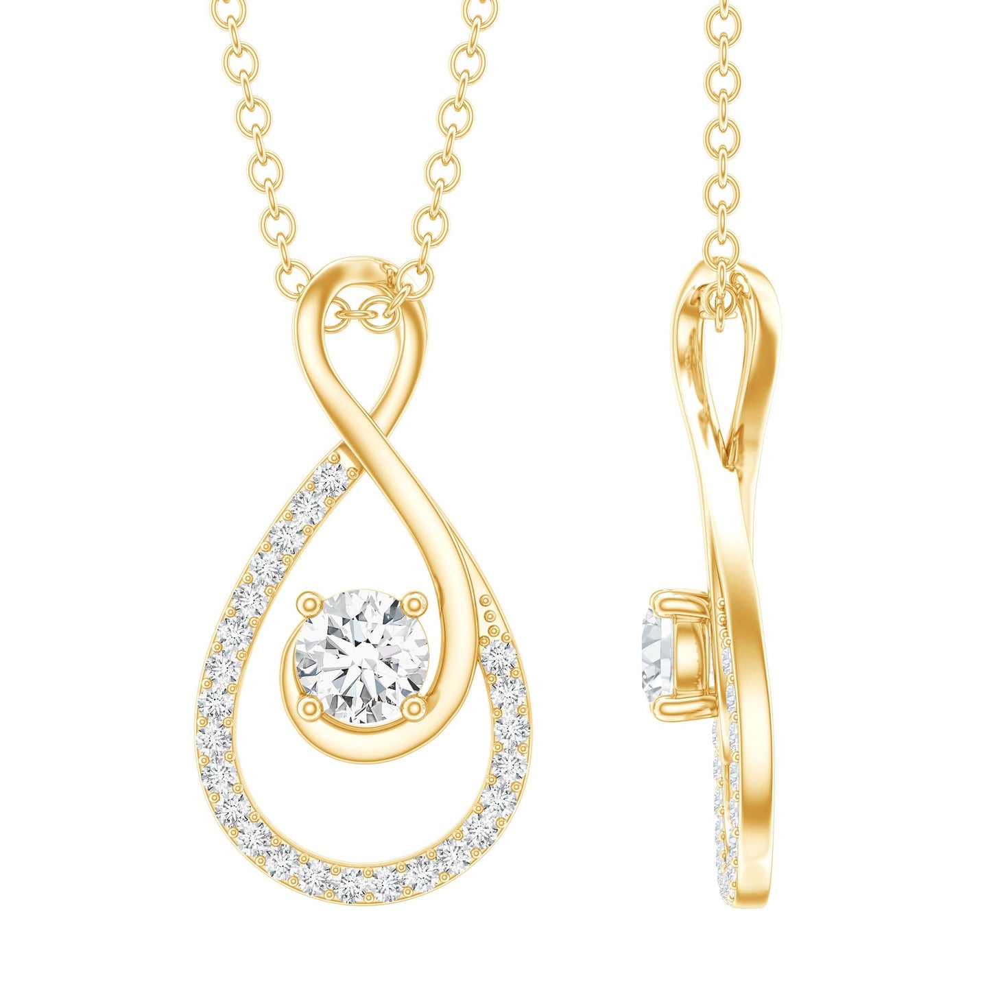 Certified Moissanite Infinity Pendant Necklace for Women