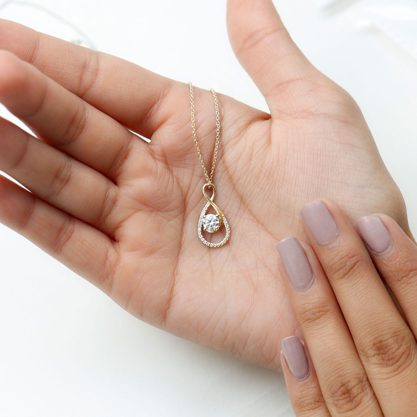 Certified Moissanite Infinity Pendant Necklace for Women