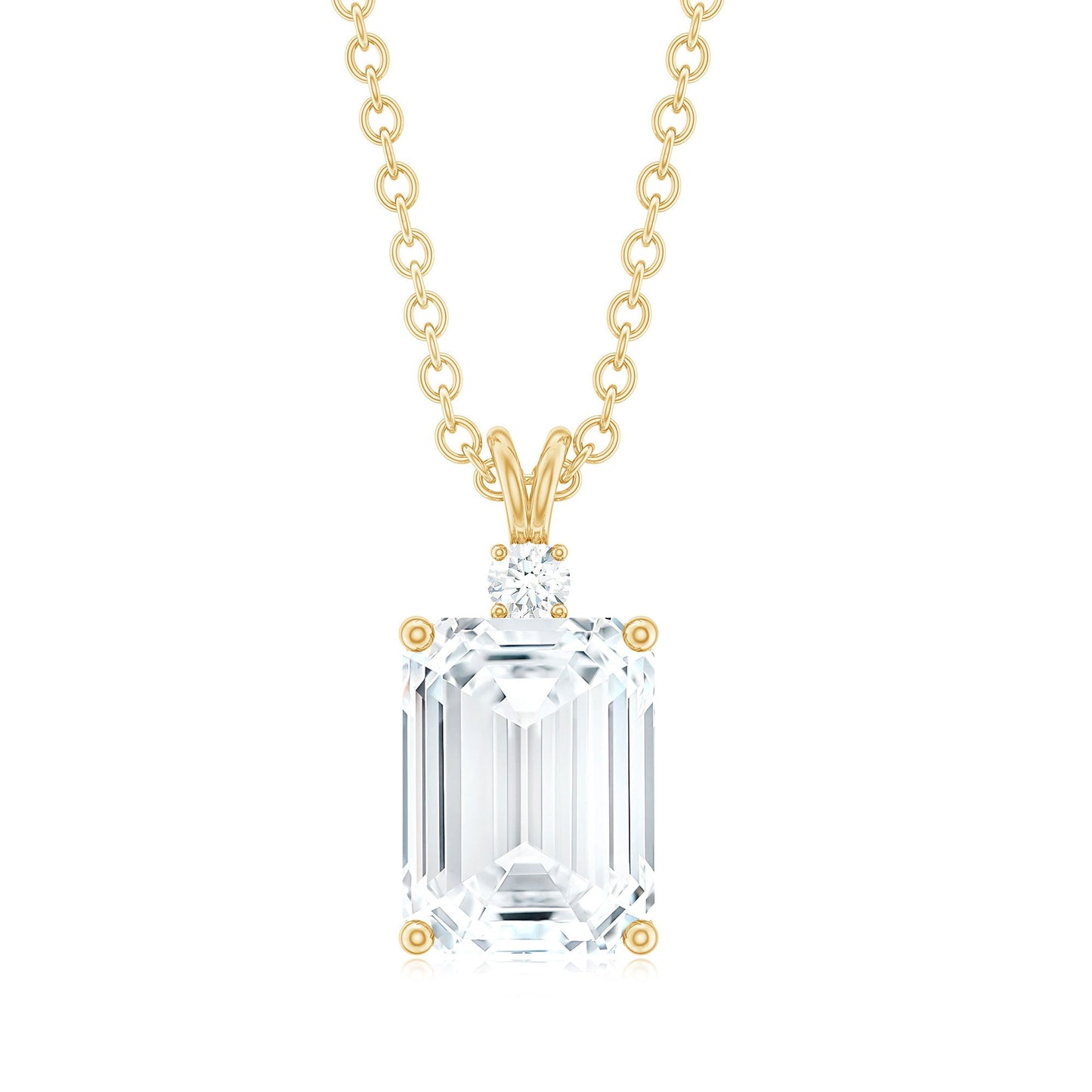 1.8 Carat Solitaire Moissanite Emerald Cut Pendant Necklace