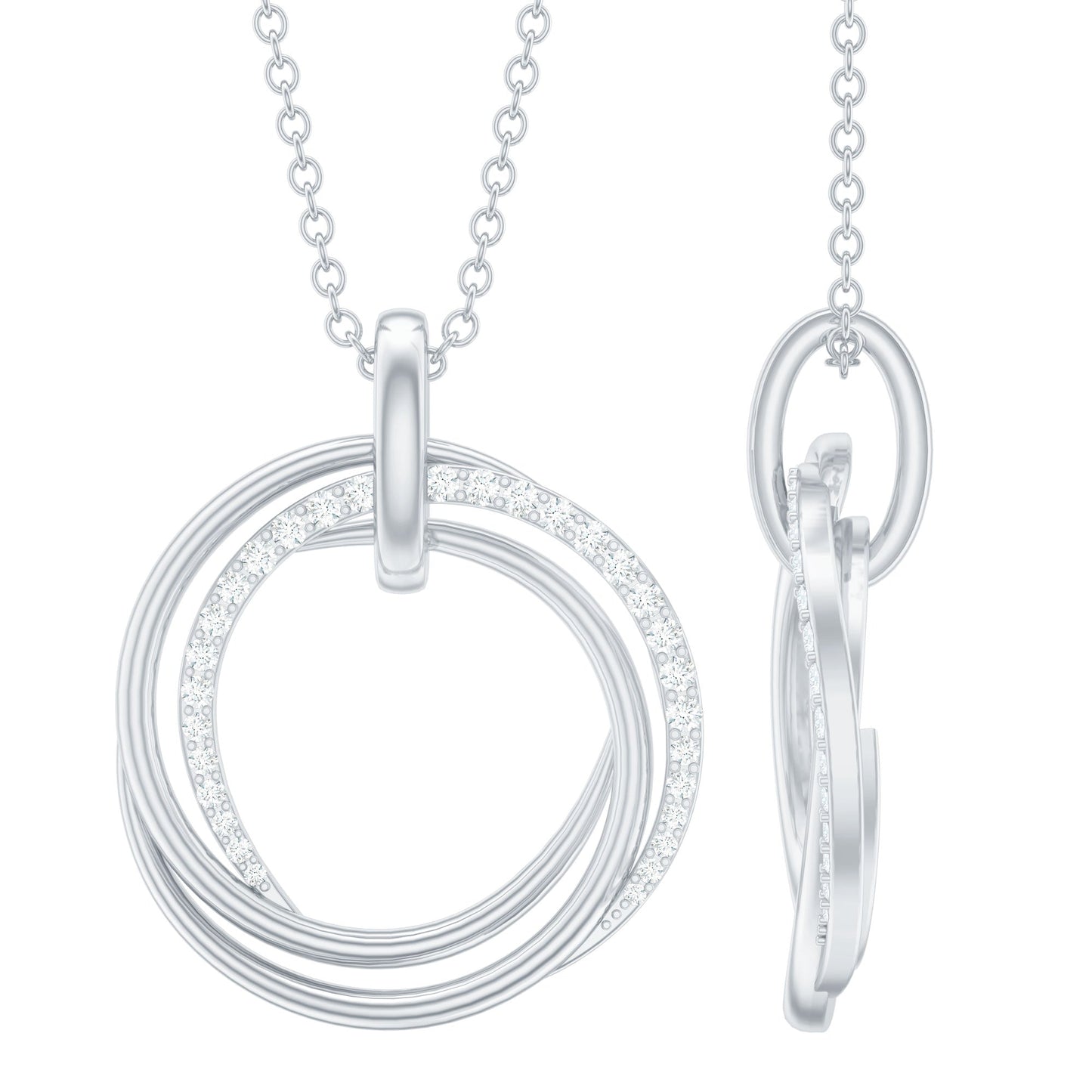 Womens Moissanite Eternity Necklace With Chain