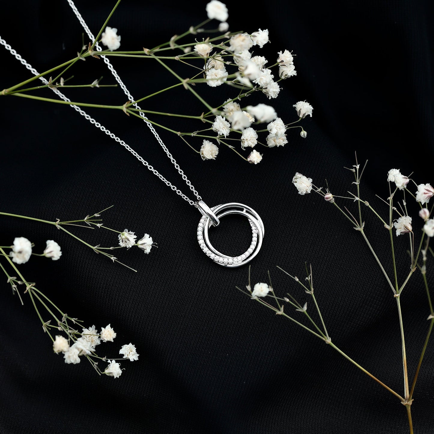 Womens Moissanite Eternity Necklace With Chain