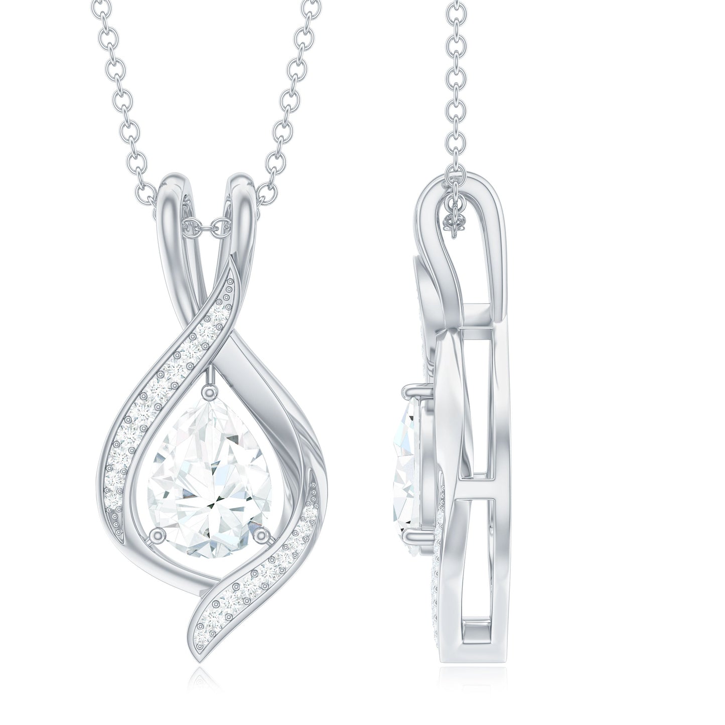 1.3 CT Certified Moissanite Teardrop Necklace for Women