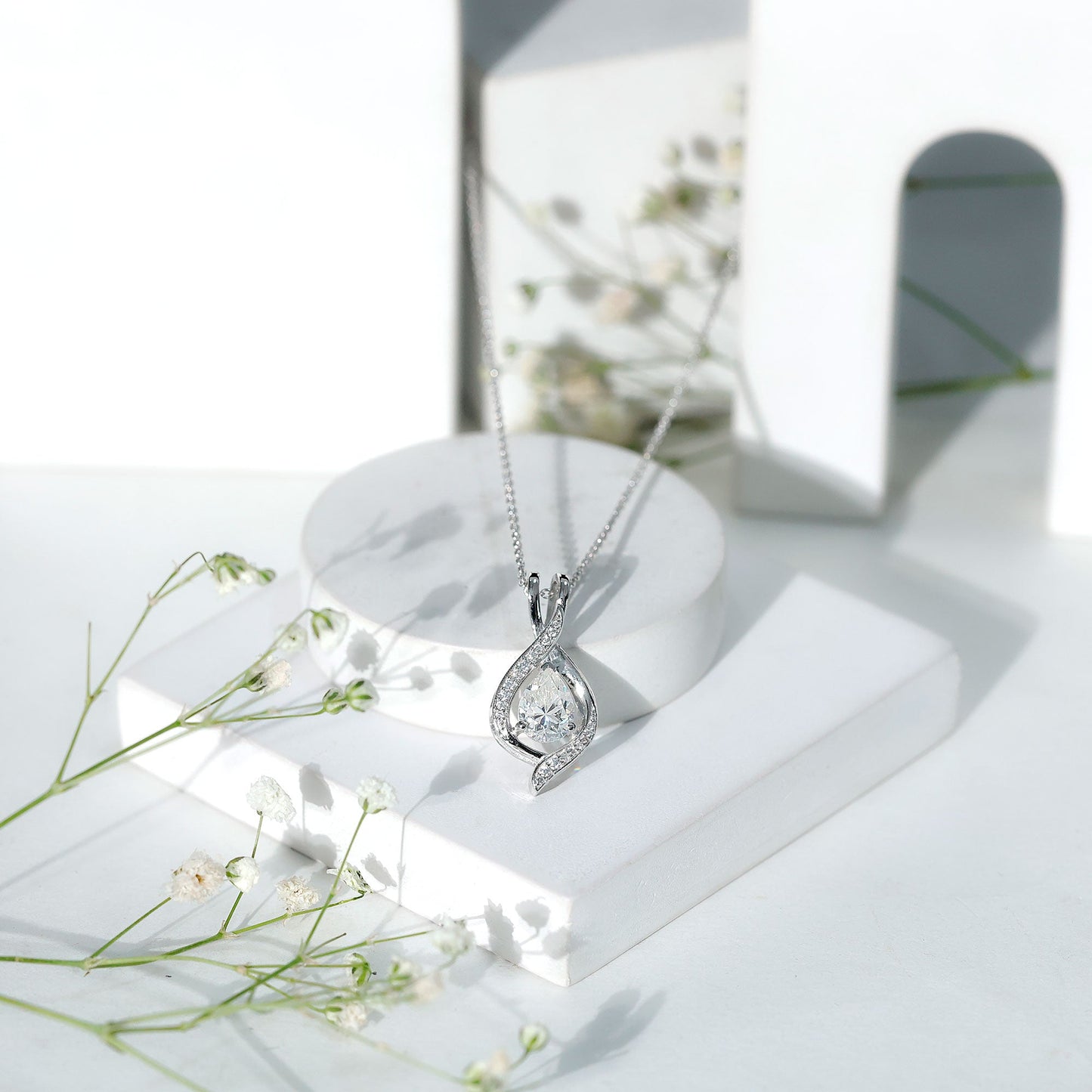 1.3 CT Certified Moissanite Teardrop Necklace for Women