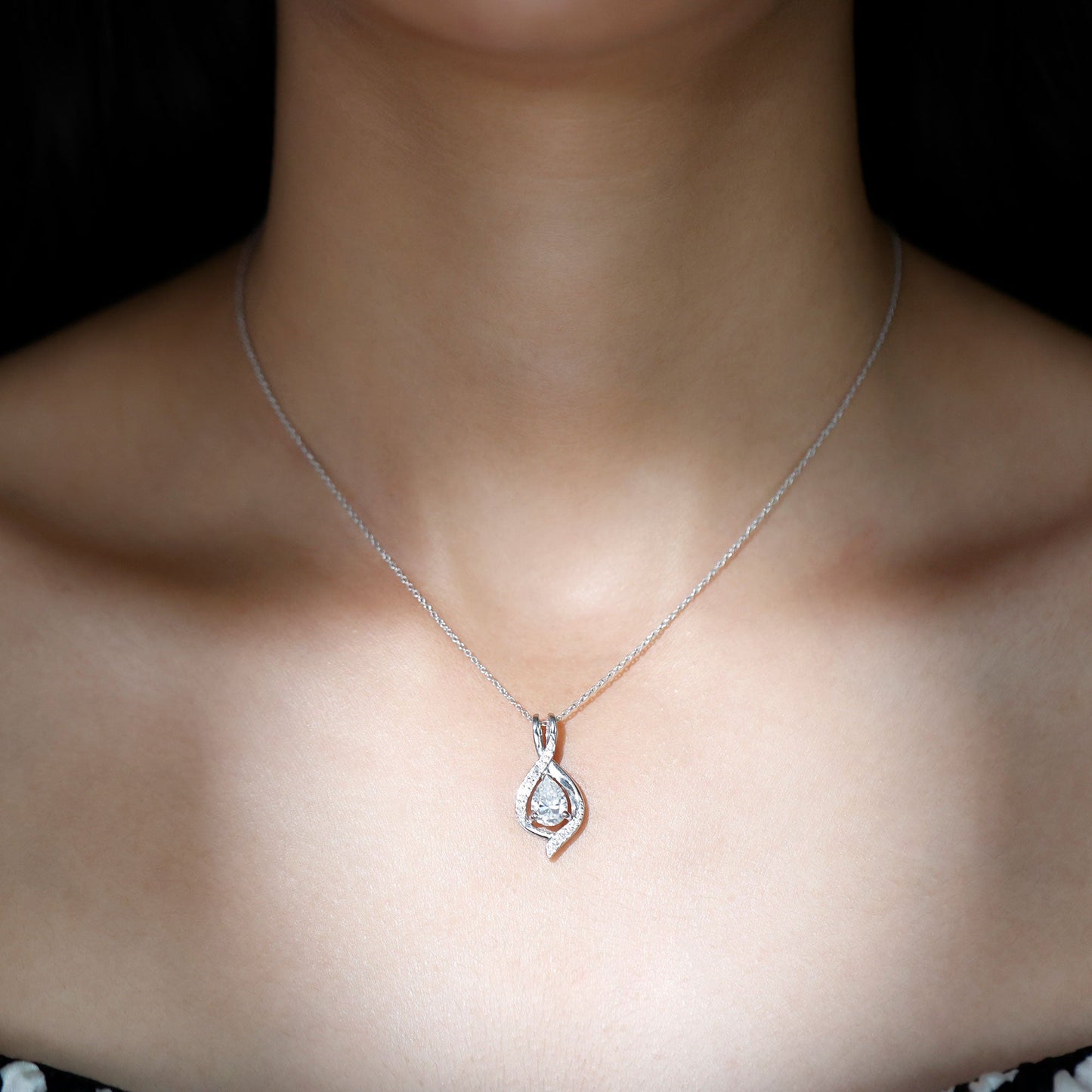 1.3 CT Certified Moissanite Teardrop Necklace for Women