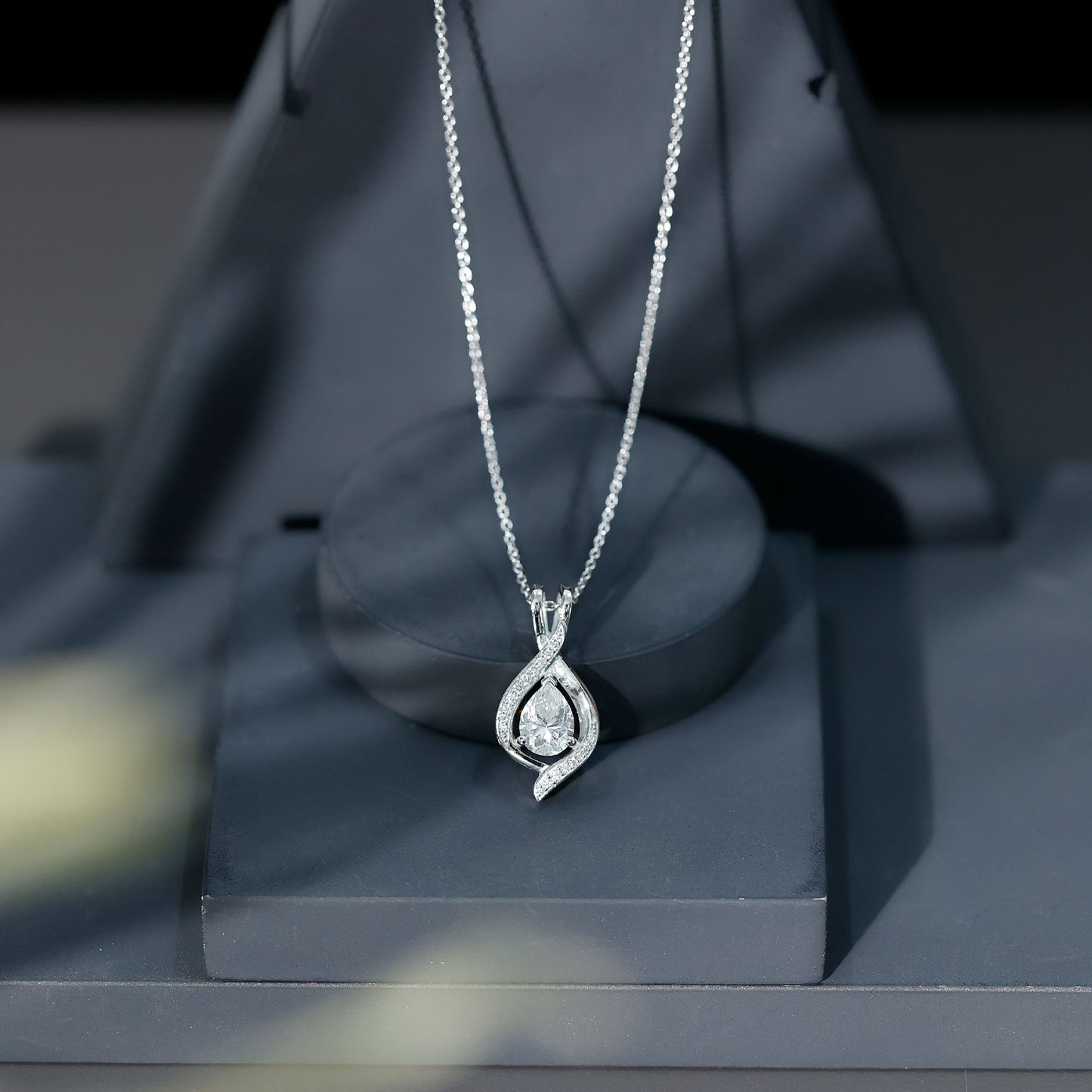 1.3 CT Certified Moissanite Teardrop Necklace for Women