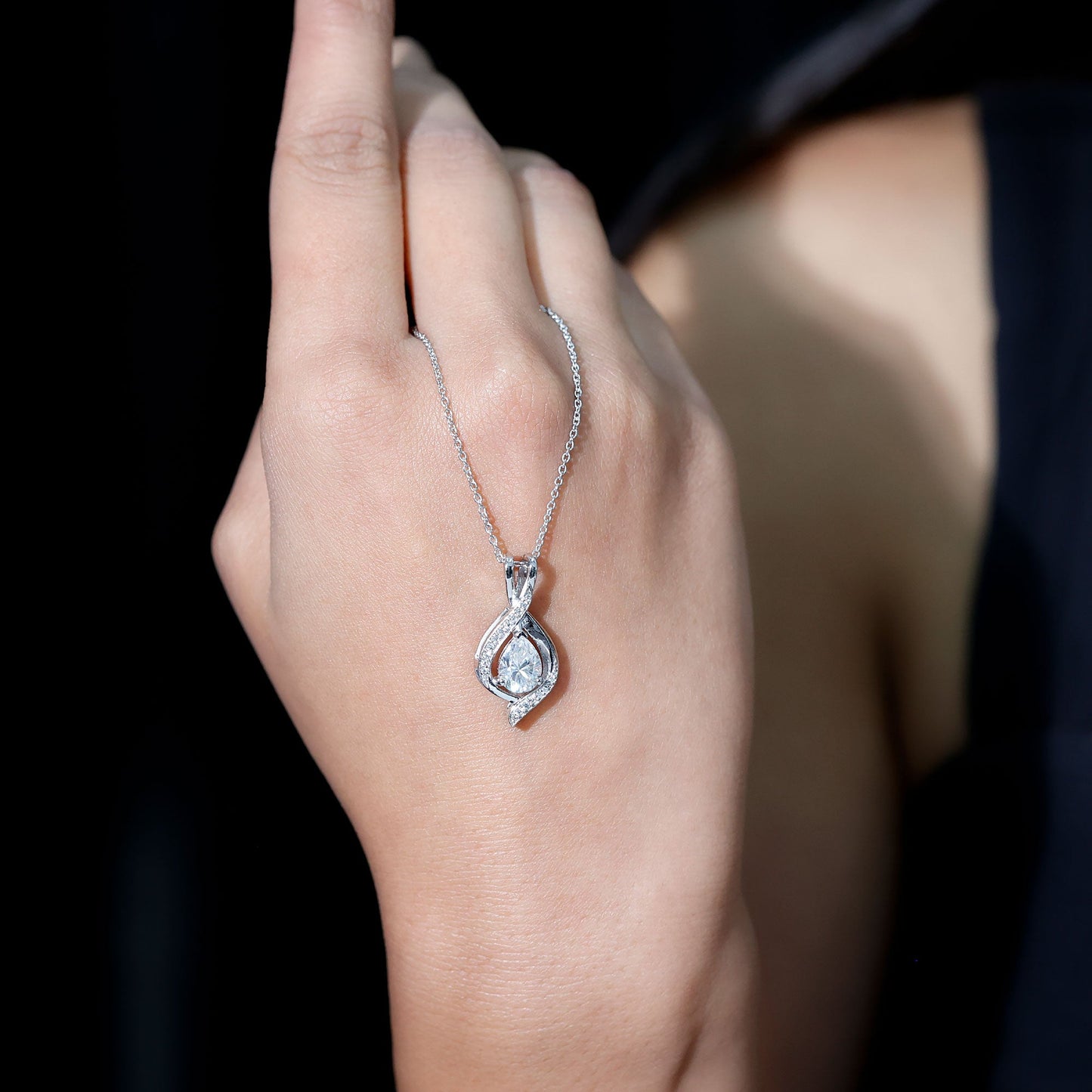 1.3 CT Certified Moissanite Teardrop Necklace for Women