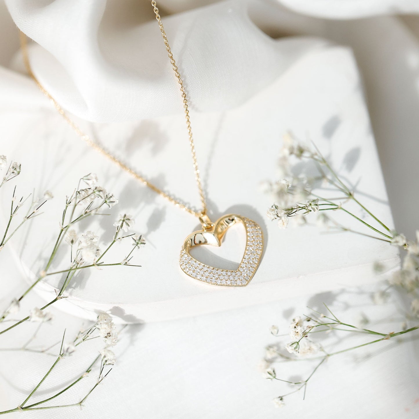 Certified Moissanite Heart Bridal Necklace With Chain