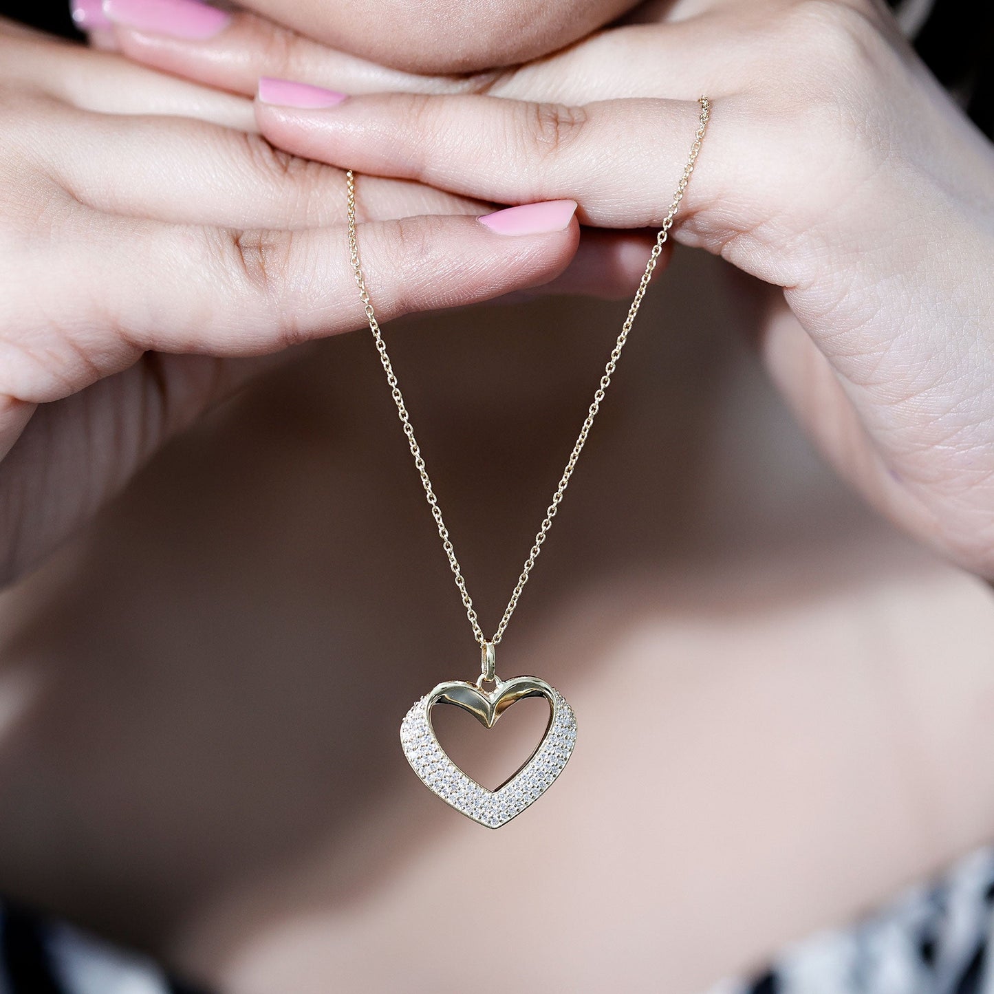 Certified Moissanite Heart Bridal Necklace With Chain