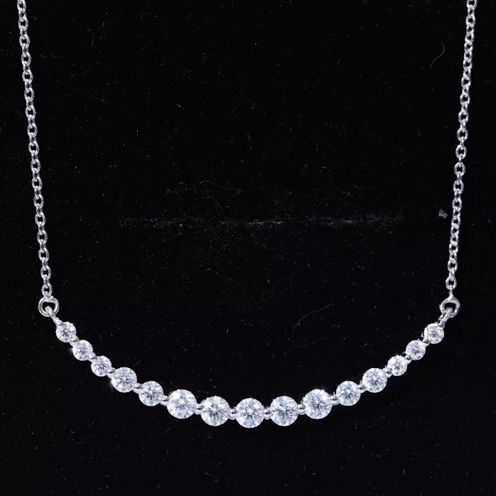 Moissanite Curved Bar Necklace for Women