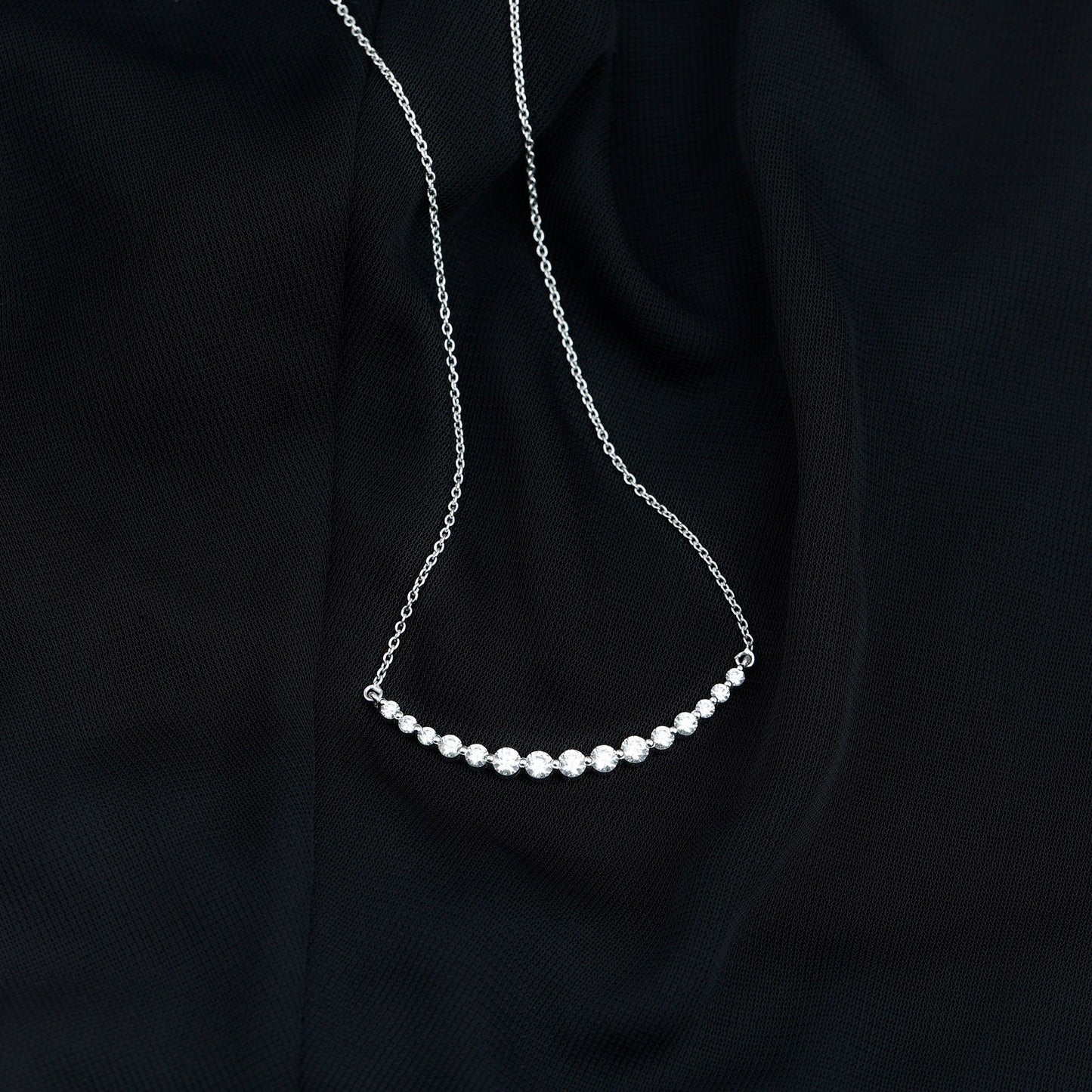 Moissanite Curved Bar Necklace for Women
