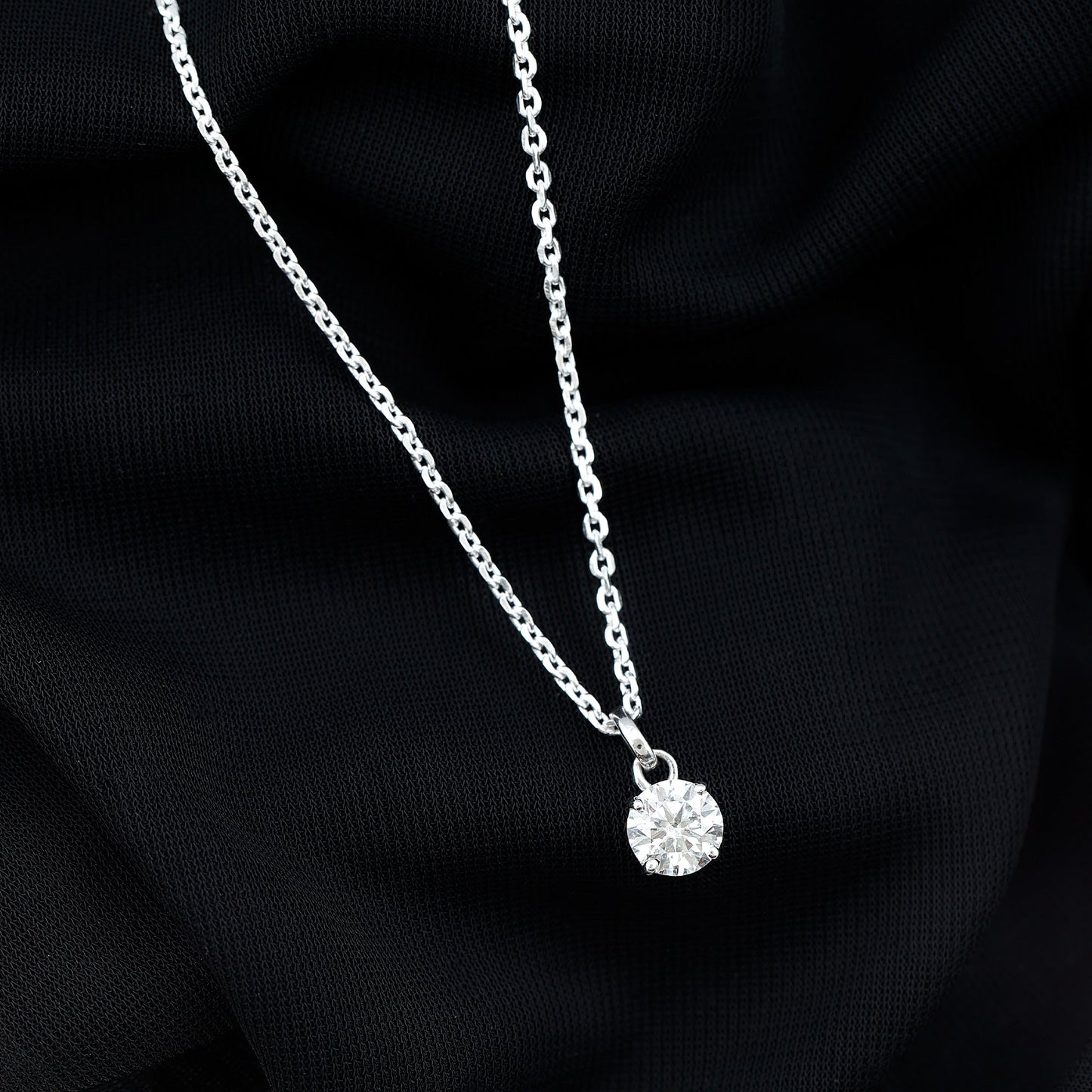 1.36 Carat Round Moissanite Solitaire Pendant Necklace in Prong Setting