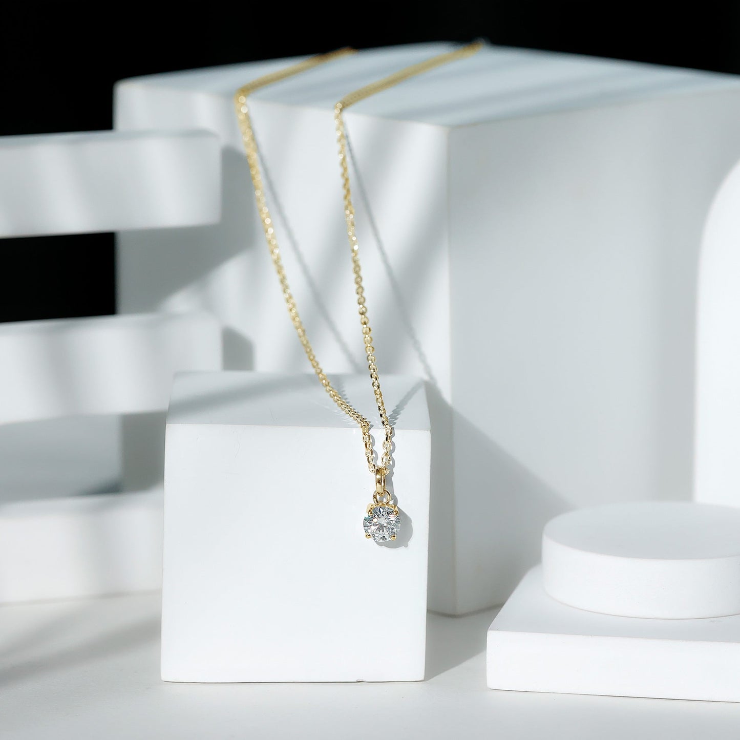 1.36 Carat Round Moissanite Solitaire Pendant Necklace in Prong Setting