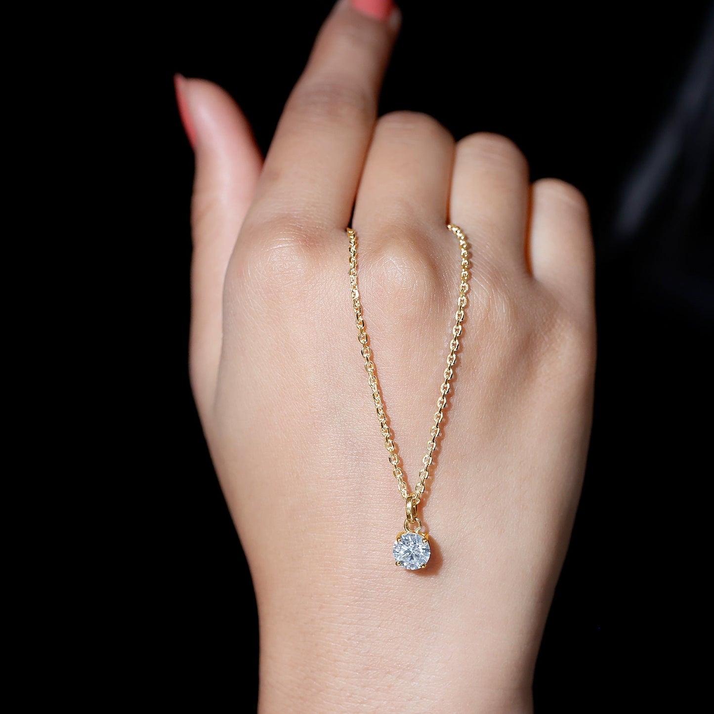 1.36 Carat Round Moissanite Solitaire Pendant Necklace in Prong Setting