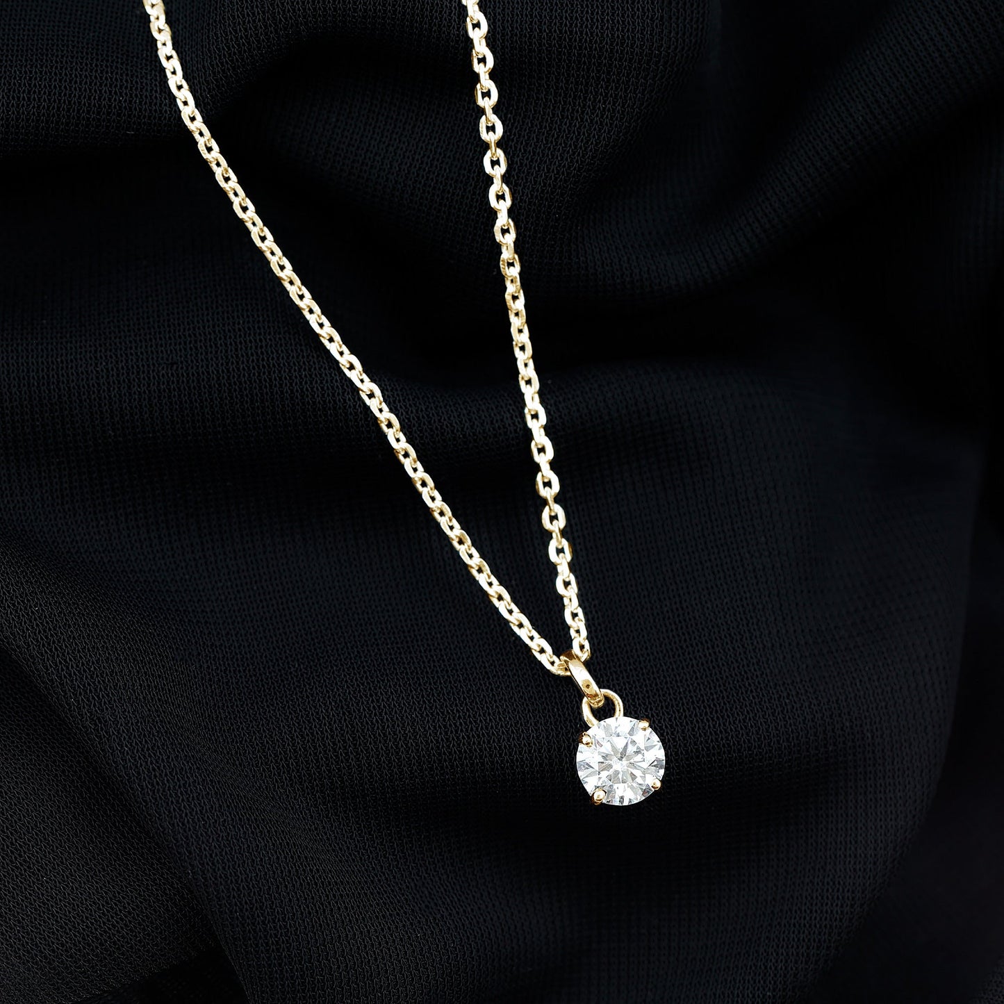 1.36 Carat Round Moissanite Solitaire Pendant Necklace in Prong Setting