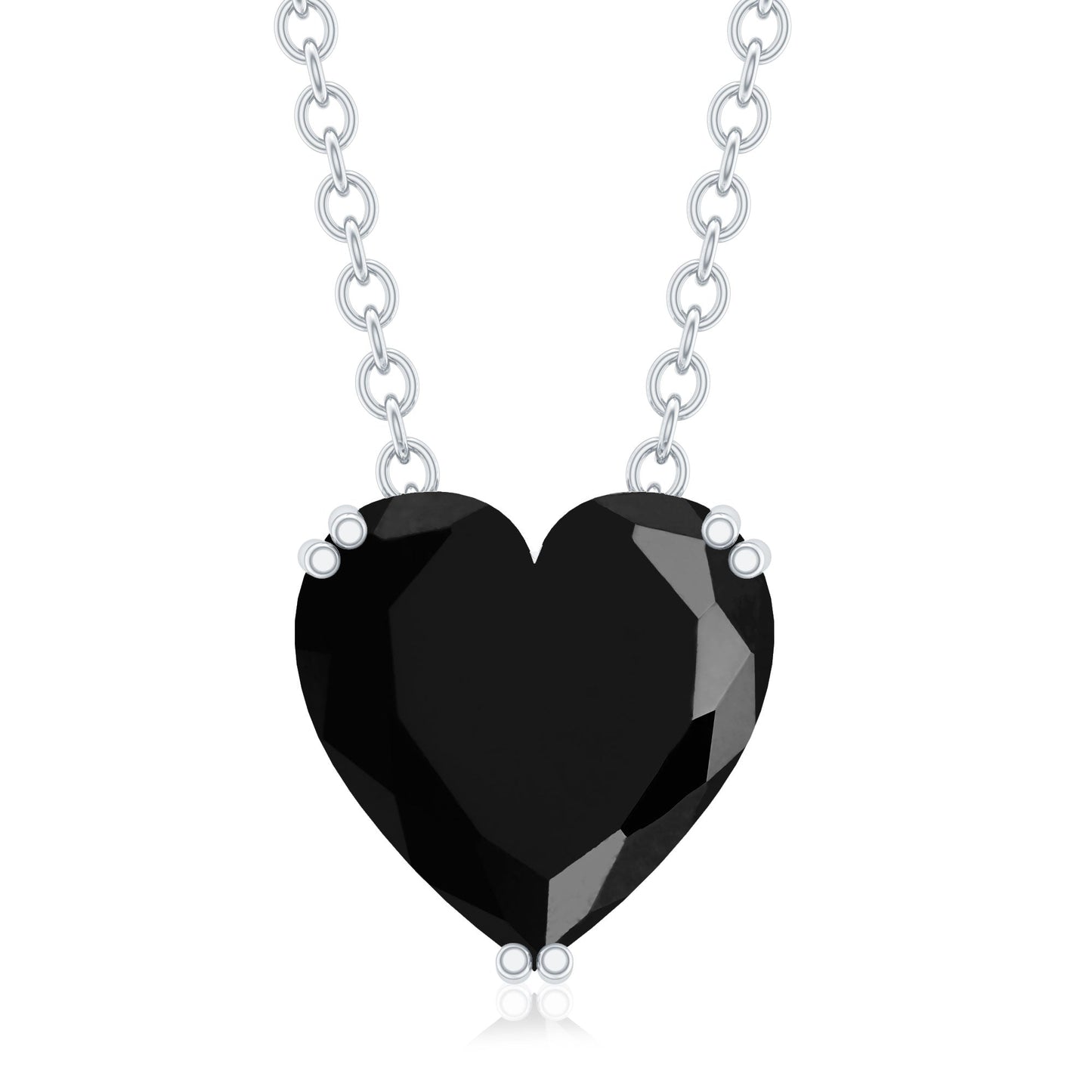 2 Carat Heart Shape Black Spinel Solitaire Necklace in Double Prong Setting