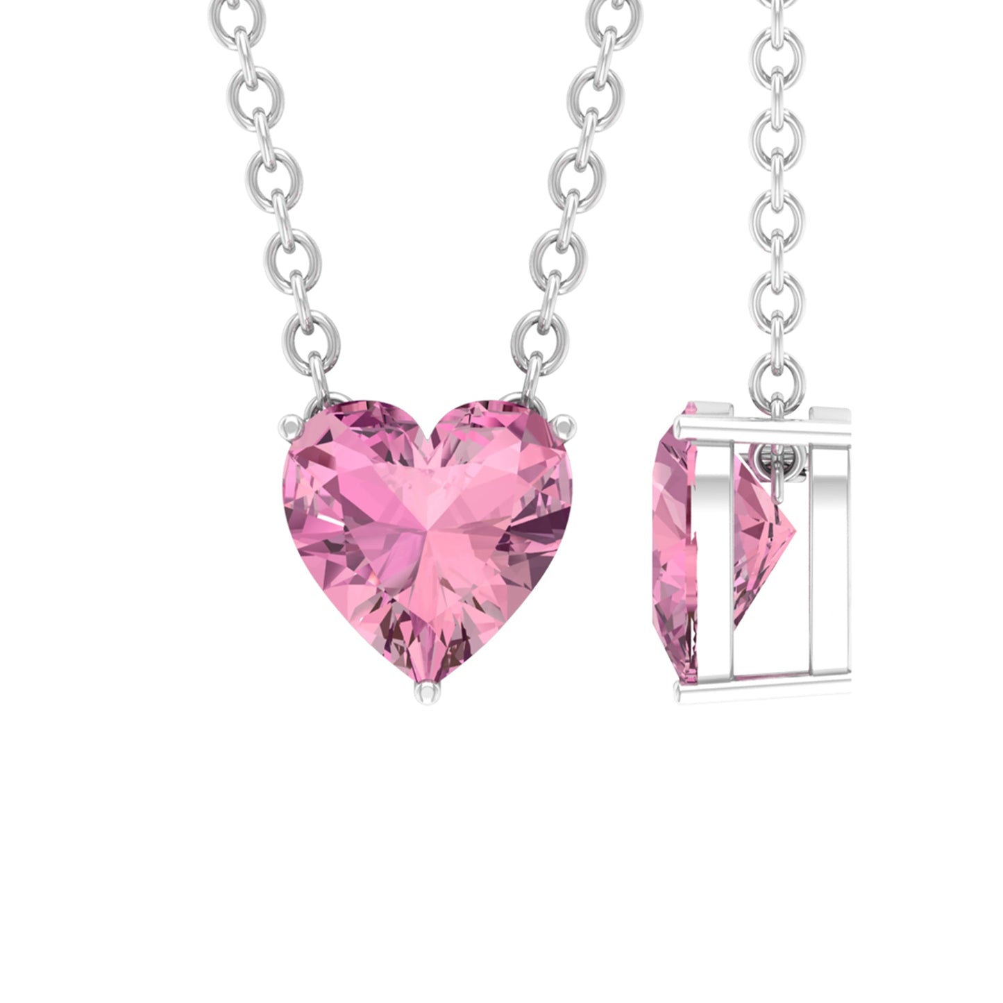 0.9 Carat Heart Shape Pink Tourmaline Pendant Necklace