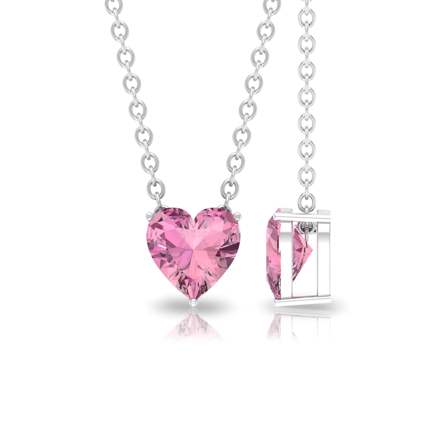 0.9 Carat Heart Shape Pink Tourmaline Pendant Necklace