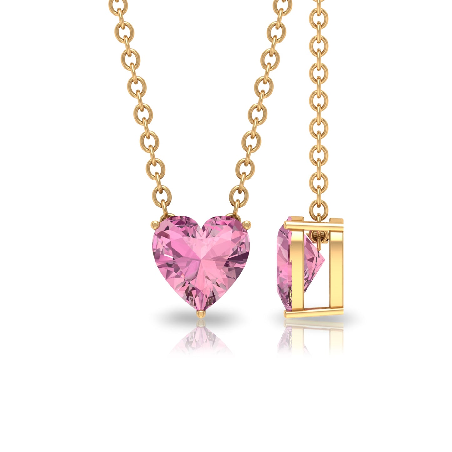 0.9 Carat Heart Shape Pink Tourmaline Pendant Necklace