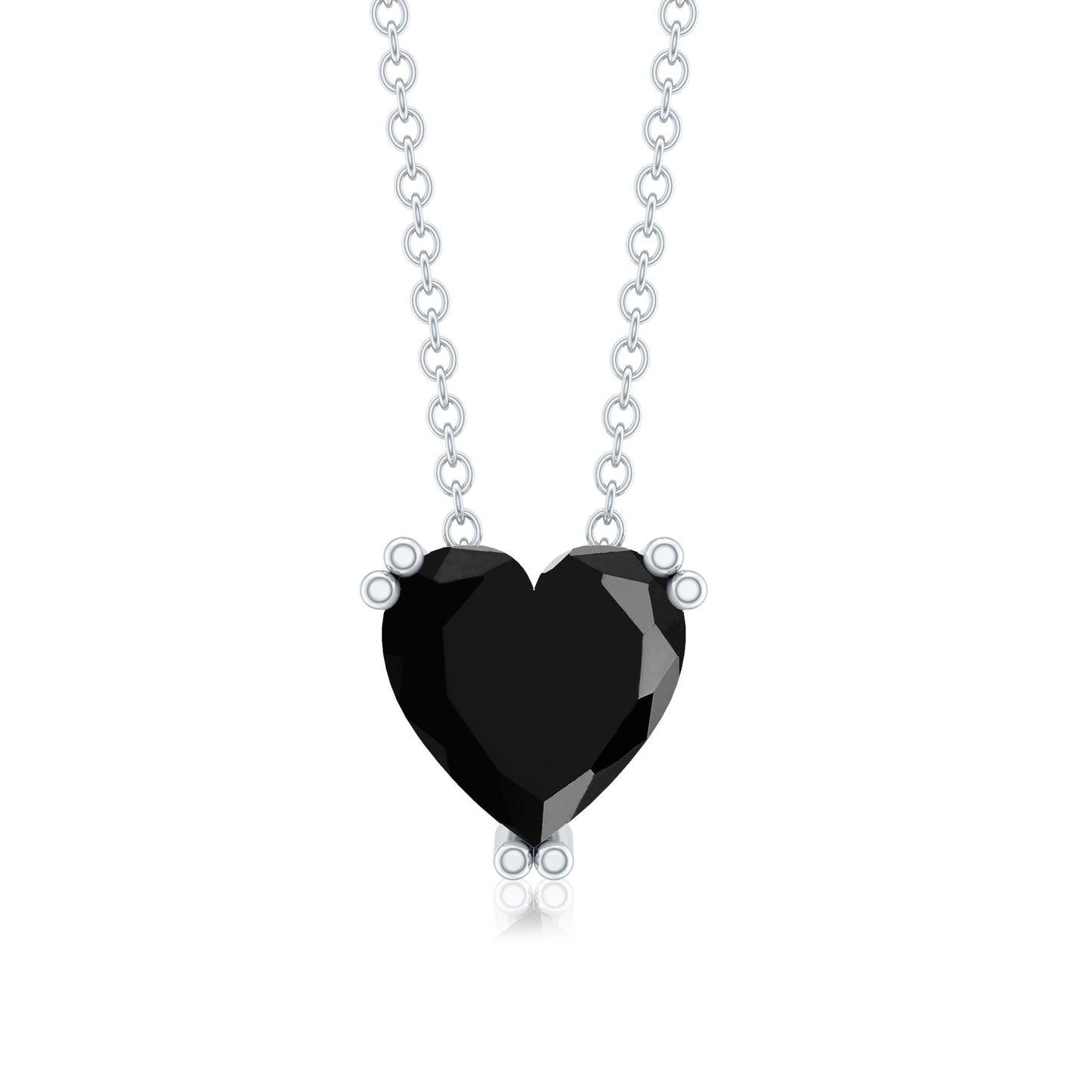 Heart Shape 2 Carat Black Onyx Solitaire Necklace