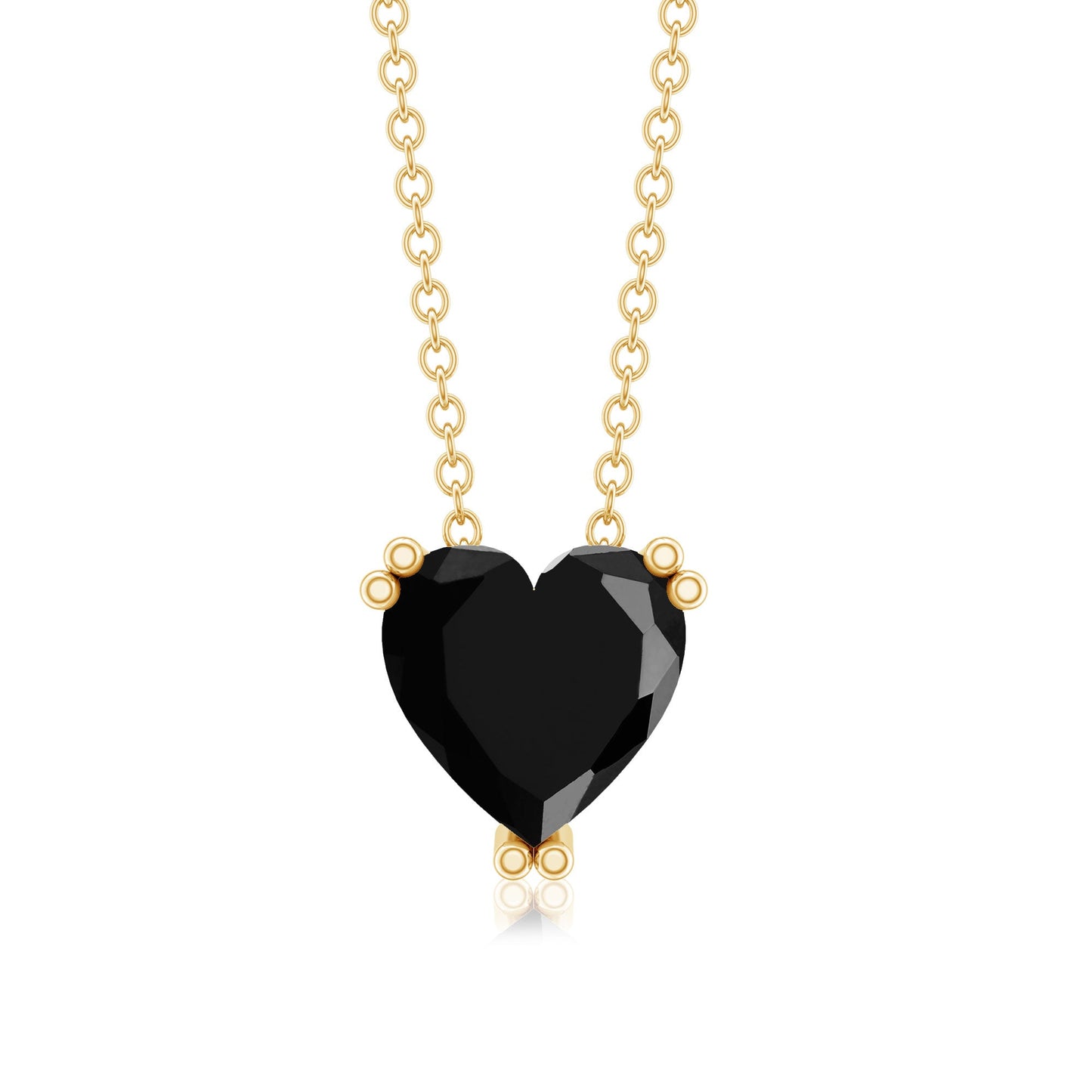 Heart Shape 2 Carat Black Onyx Solitaire Necklace