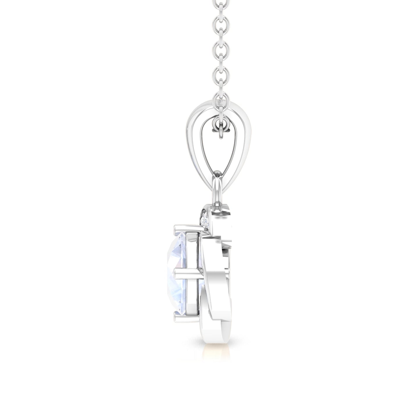 Moonstone and Diamond Flower Pendant Necklace