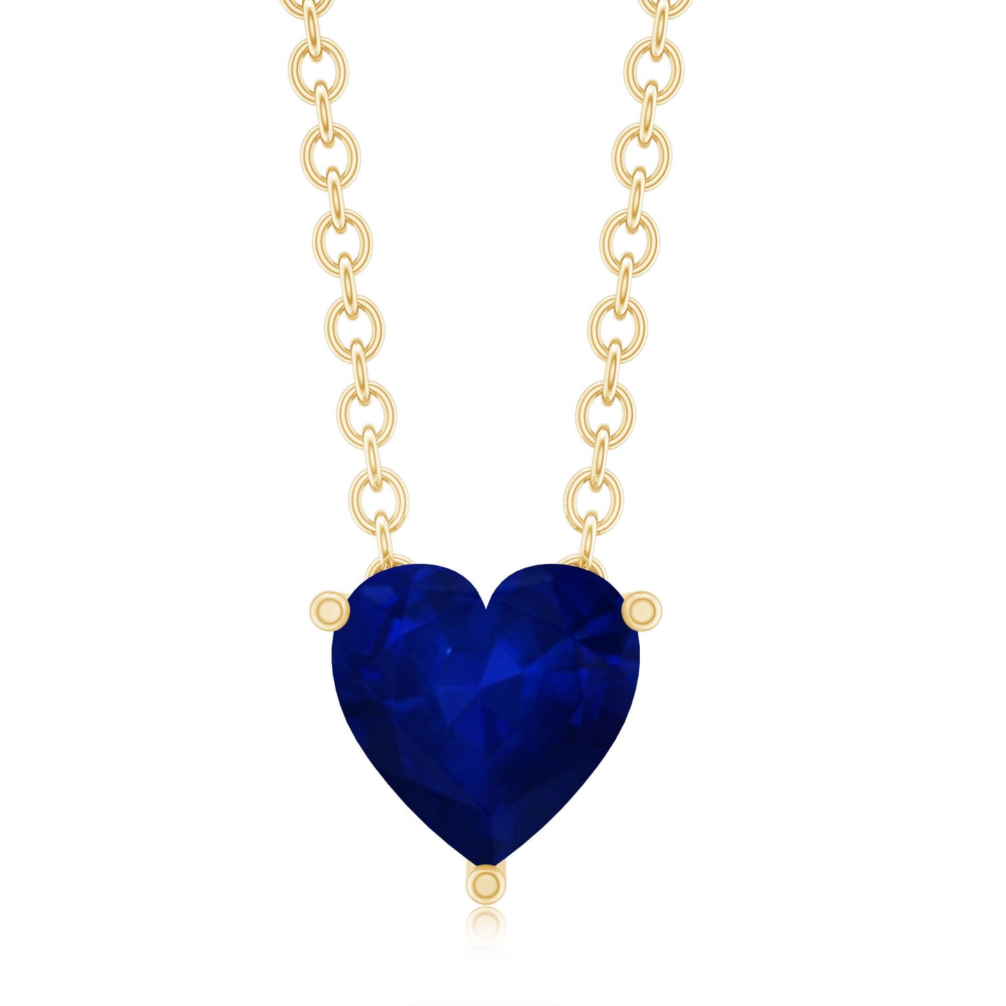Heart Shape Blue Sapphire Solitaire Necklace for Women