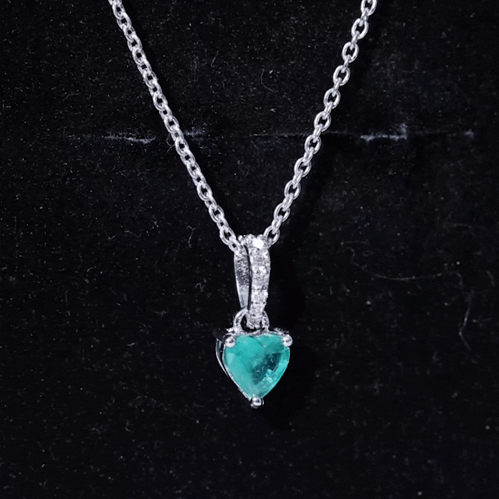 Heart Shape Emerald Promise Necklace with Diamond Accent Bail
