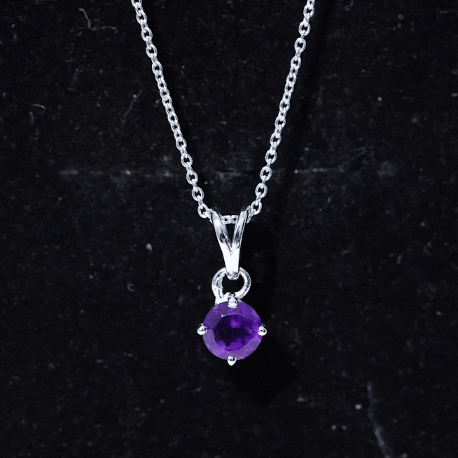 0.45 CT Round Amethyst Solitaire Pendant with Rabbit Ear Bail