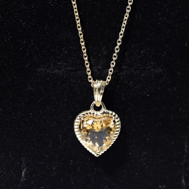 Natural Heart Shape 2 Carat Citrine Pendant Necklace with Rope Frame