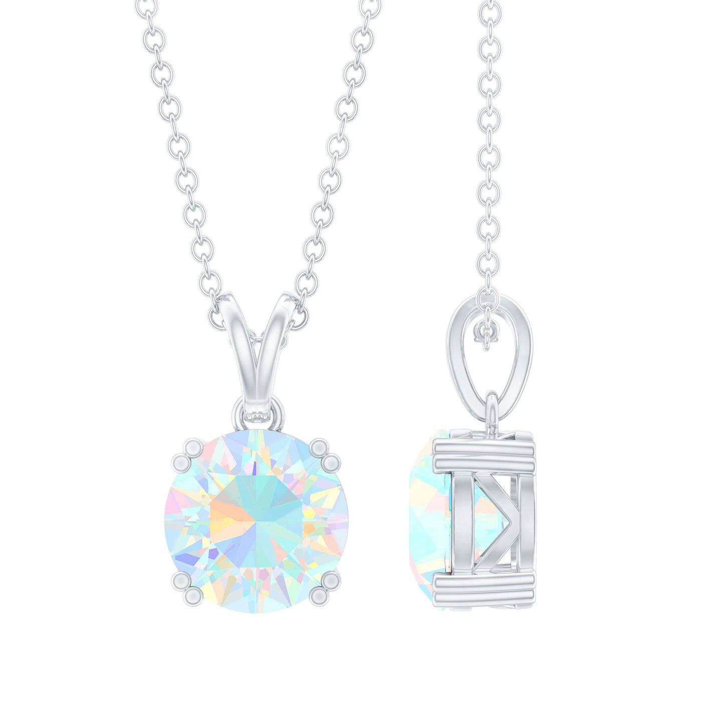 Genuine Ethiopian Opal Solitaire Necklace With Chain