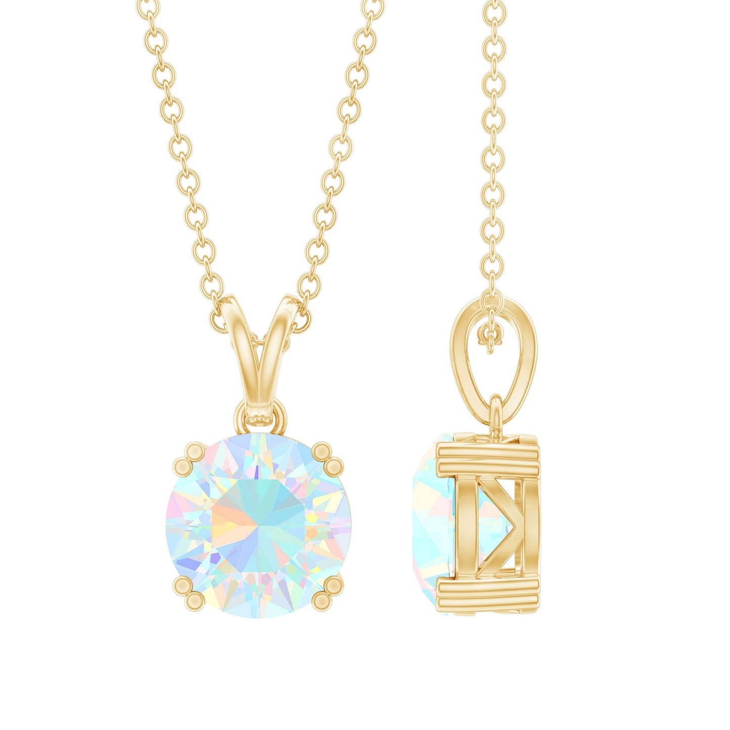 Genuine Ethiopian Opal Solitaire Necklace With Chain